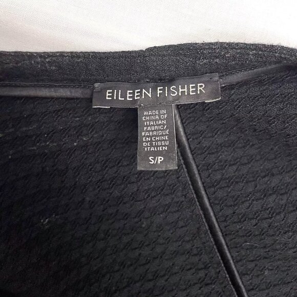 Eileen Fisher Women’s Black Waffle Knit Open Cardigan‎ Size S/P - Picture 4 of 4